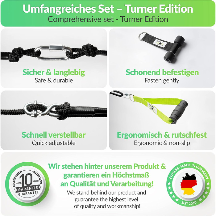 Слінг-тренажер PREMIUM Made in Germany: набір для силових тренувань вдома та на вулиці, з дверним кріпленням, плакатом та планом тренувань