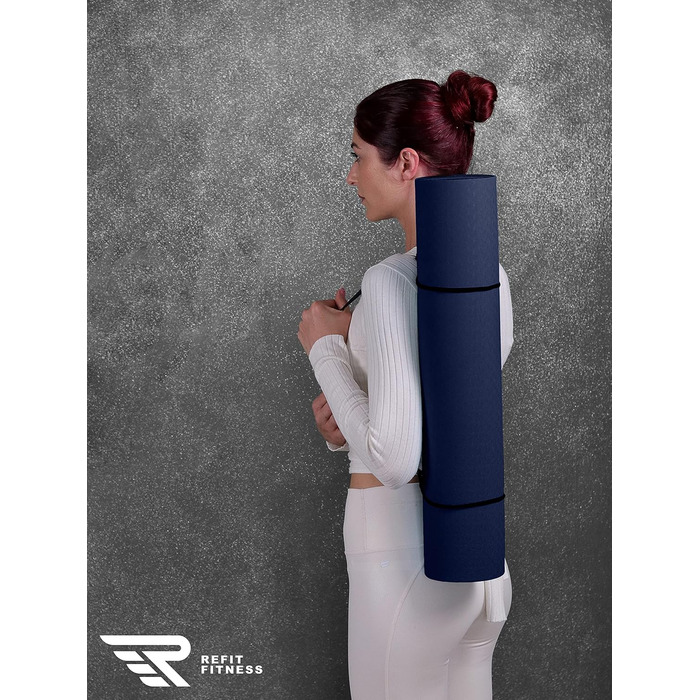 Килимок для йоги REFIT FITNESS Perfect-Fit 190 x 60 x 0,6 см з покриттям GeckoGrip & Sensi-Plus TPE. Нековзкий, без шкідливих речовин, з ремінком для перенесення. Підходить для гімнастики та спорту.