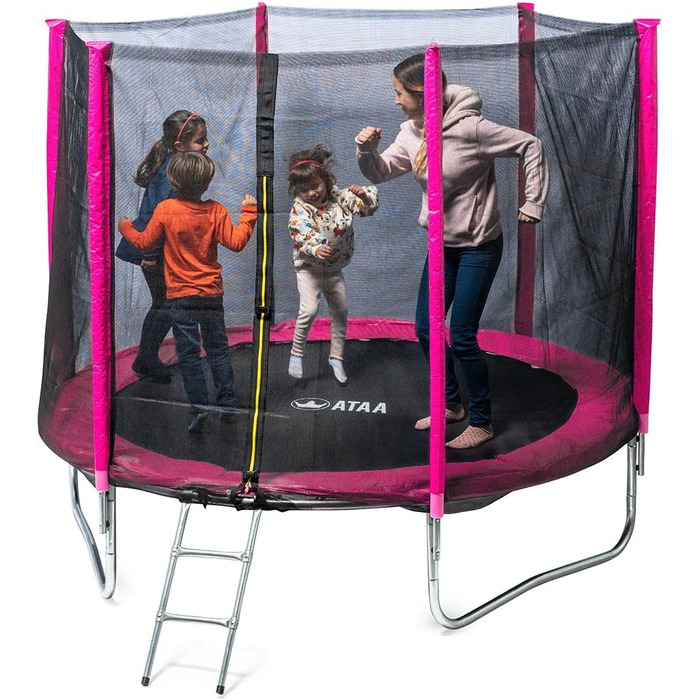 Батут для дітей 250 см з сіткою безпеки, великий розмір, для хлопчиків та дівчаток, для використання на вулиці, Rose