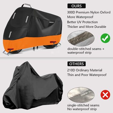 Водонепроникний чохол для мотоцикла Motorrad Abdeckplane 300D, XL (230x90x125cm) з 5 світловідбиваючими смугами, 2 отворами для замка та сумкою