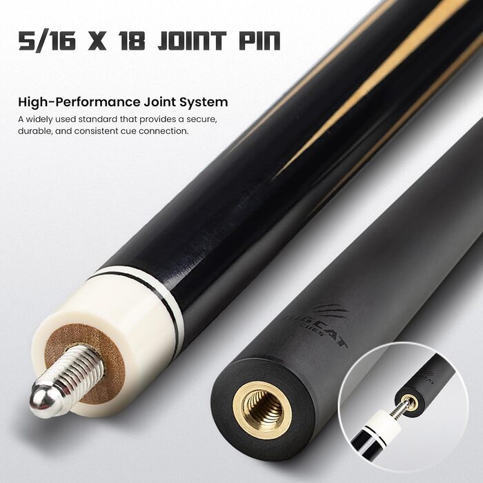 Більярдний кий Big Cat Carbon Gold Series GLD-2, карбоновий шафт Pro Taper 30,5 см, накінечник 12,4 мм, чорна ірландська лляна обмотка, 19oz