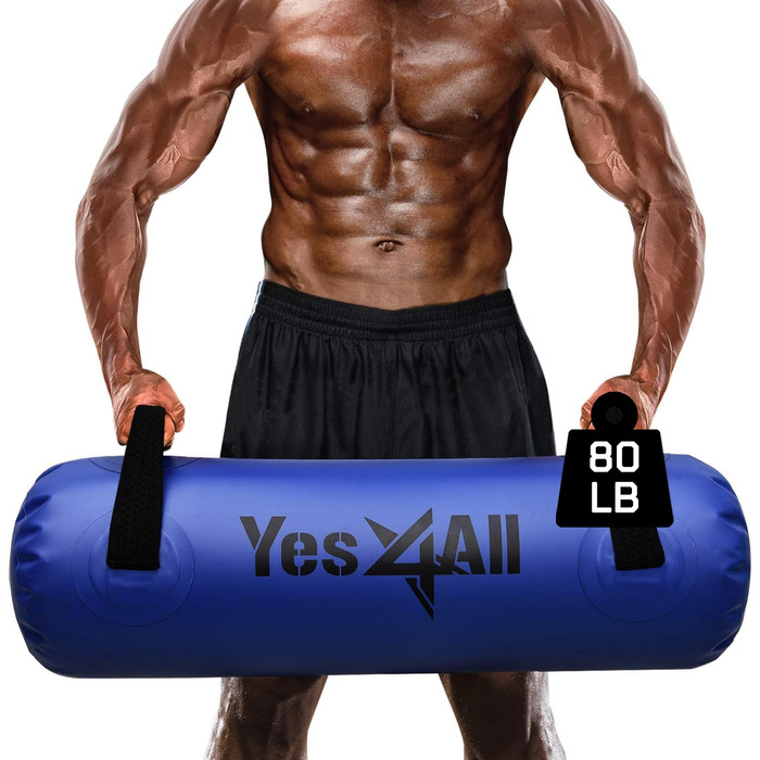 Мішок для фітнесу Yes4All з водою 36.3 кг, Aqua Bag для тренувань, великий, прозорий темно-синій