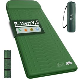 Каремат для кемпінгу HiiPeak Isomatte R-Wert 9.5 з подушкою, ізольований, для зими та літа, зручний, зелений