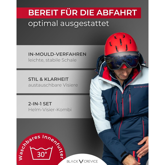 Чорний гірськолижний шолом BLACK CREVICE Kirchberg з візором та вентиляційними отворами - дихаючий шолом для чоловіків та жінок, колір simply taupe 2, розмір L (58-61 см)