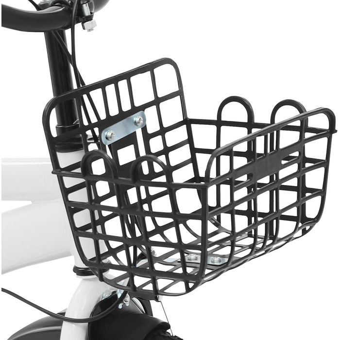 Дитяче велосипед 14 дюймів з додатковими колесами та кошиком, для дітей 3-7 років, регульоване по висоті, з подвійним гальмом, для дівчаток та хлопчиків (білий)