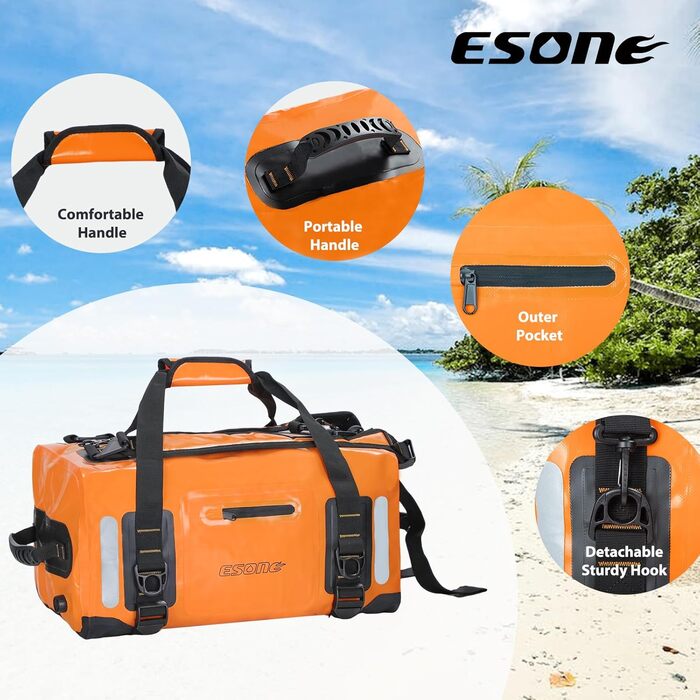 Водонепроникний рюкзак ESONE 90L для каякінгу та подорожей (Orange)