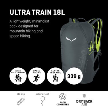 Рюкзак для швидкого хайкінгу Salewa Ultra Train 18 л, унісекс, сірий