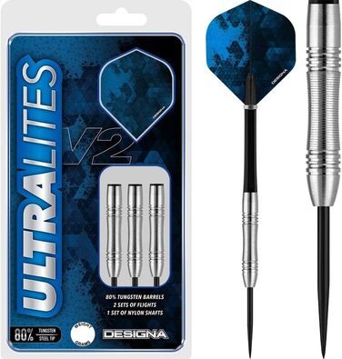 Дротики для дартсу Ultralites V2 M4, сталева вістря, мікро-насічка, 14 г