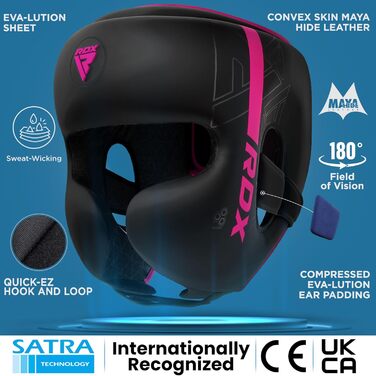 Дитячий боксерський шолом RDX для кікбоксингу, MMA та єдиноборств, рожевий, штучна шкіра Maya Hide, захист голови для тренувань, карате, муай-тай, тхеквондо