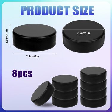 8 шайб для хокею XIHIRCD: пінополіуретан, 7,5 см, для тренувань в приміщенні