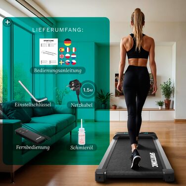 Біговий тренажер Sportconic складний - Walking Pad з нахилом та пультом дистанційного керування. Тиха фітнес-машина для дому, офісу та тренувань (1-6 км/год)