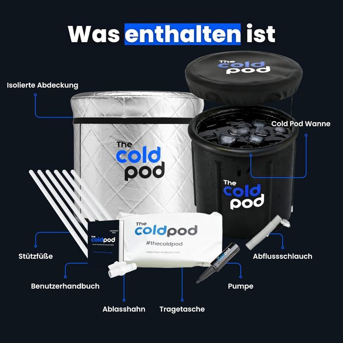 Ейсбад Тонне для атлетів з криотерапією, портативна ванна для льоду, Cold Pod, 75 см, з кришкою