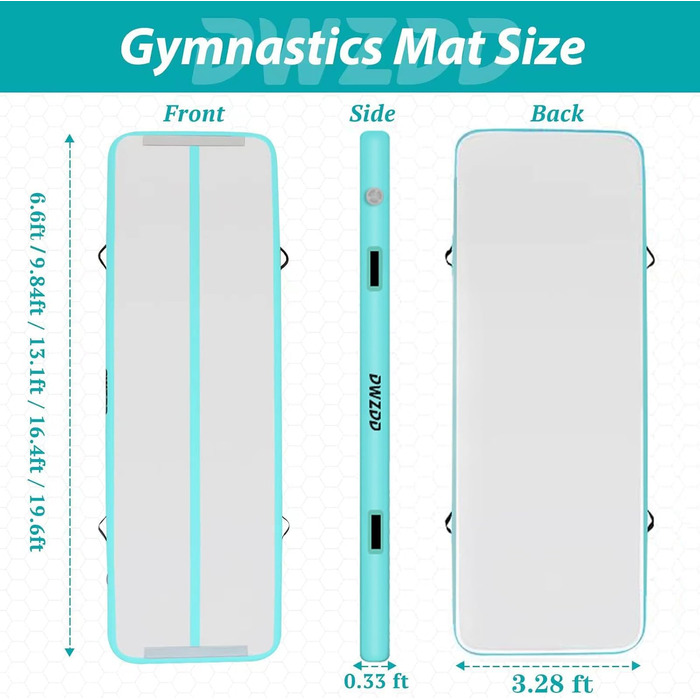 Dwzdd Килимок для гімнастики Air Matte Track, 3 м/4 м/5 м/6 м, надувний килимок для дітей, для дому/спортзалу/тренувань/череплянок, 200*100*10 см