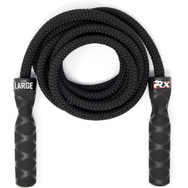 Стрибкове канатка Rx Smart Gear з неслизькими ергономічними ручками, важезним поліпропіленовим канатом для фітнесу та тренувань, кардіотренувань, WOD, швидке стрибкове канатка для чоловіків та жінок, чорний, великий