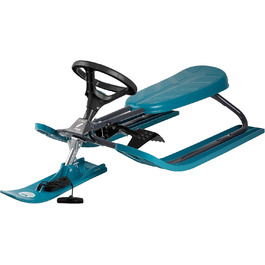 Санки STIGA Snowracer Iconic для дітей від 5 років, міцна сталева рама, гальмо, буксирувальний трос, до 80 кг, синьо-зелені/чорні — ідеальні для зимових розваг