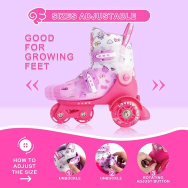 Дитячі ролики для дівчаток, 4 розміри, регульовані, безпечні, дихаюче покриття, легкі