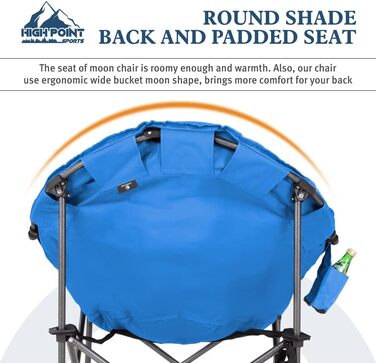 Крісло для кемпінгу High Point Sports Moon Chair XXL, розкладне, блакитне, до 150 кг