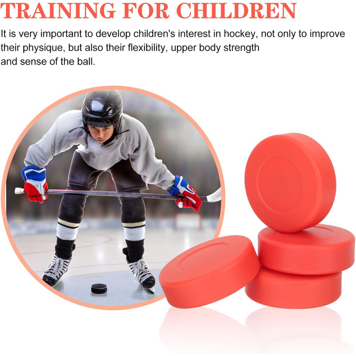 Хокейні шайби VANZACK для гри та тренувань: 4 шт. (7x7 см, червоні)