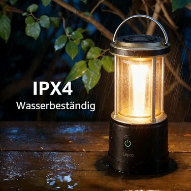 Ліхтар кемпінговий LED Lepro 2000 люмен, акумуляторний, водонепроникний IPX4, з Power Bank, для походу та надзвичайних ситуацій (Чорний)