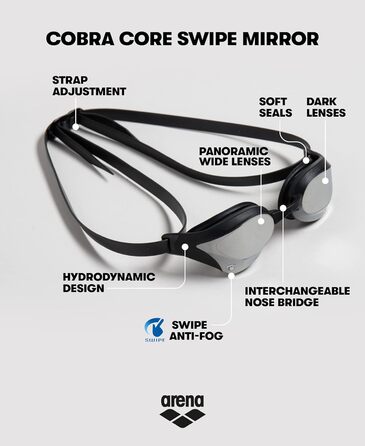 Окуляри для плавання Arena Cobra Core Swipe Mirror, сині/білі, універсальний розмір