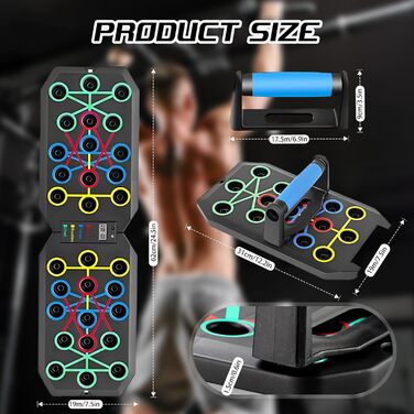 Багатофункціональна дошка для віджимань Push-Up Board з таймером-лічильником та 2 еластичними стрічками для тренування м'язів, складана