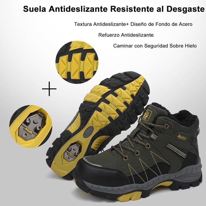 Зимові чоботи ASTERO для хлопчиків 31-38, снігоступи, дитячі черевики для походів з металевими шипами, утеплені, нековзні (A Grün, 31 EU)