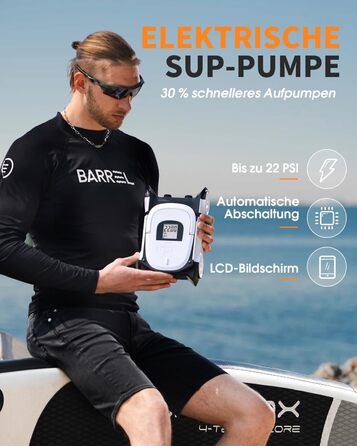 Електричний насос для SUP дошки 12V, 22 PSI, подвійний, з авто-стопом, для човнів, каяків, водних видів спорту, 7 насадок