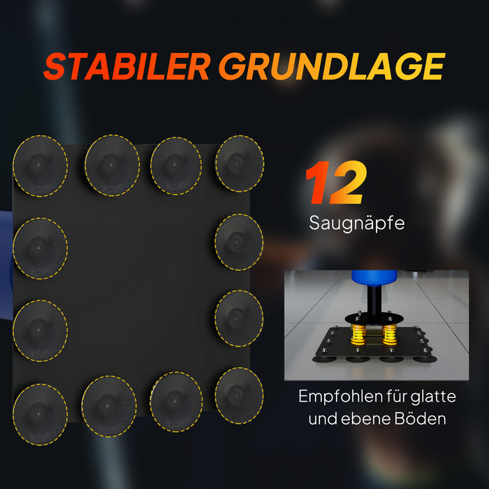 Спортивний комплекс SPORTNOW Boxstand: боксерська стійка, два speed bag'и, обертова стійка, килимок для ударів, регульована висота, сталь, 107 x 36 x 140-205 см, синій