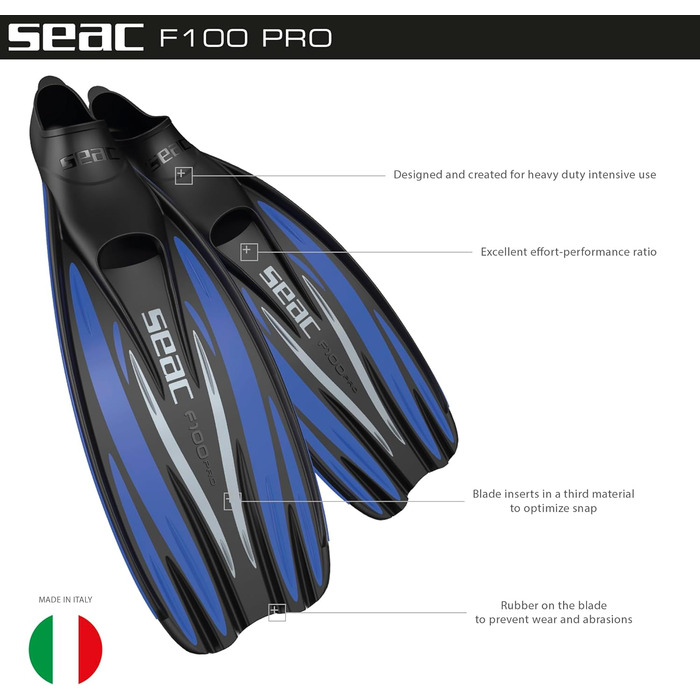 Seac F 100 Pro: Ласти для дайвінгу та снорклінгу, ультралегкі, закриті, 40/41, чорні