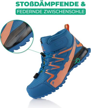 Зимові чоботи для жінок та чоловіків, водонепроникні, з утеплювачем, туристичні (39 EU, синій/оранжевий)