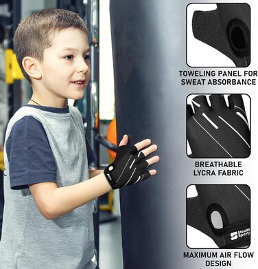 Фітнес рукавички Stealth Port для жінок та чоловіків - дихаючі, з неслизьким покриттям, з підкладкою для кросфіту, бодібілдингу, велоспорту та силових тренувань (XS, чорний)