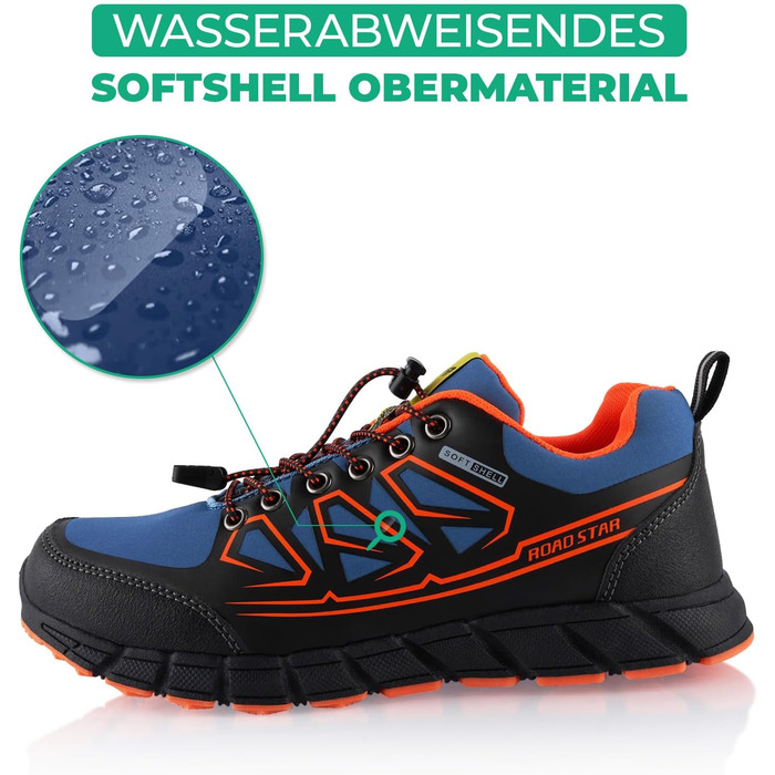 Черевики для трекінгу та трейлраннінгу Softshell для жінок та чоловіків. Синьо-зелені черевики для піших прогулянок та бігу по пересіченій місцевості (41 EU, Синьо-оранжевий)