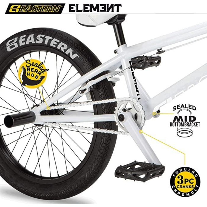 BMX велосипед Eastern Bikes Element 20'', повністю хромолібденова рама та вилка, білий колір
