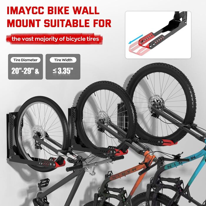 Настінна підставка для велосипеда IMAYCC, до 40 кг, білий (1 шт.)/червоний (2 шт.)
