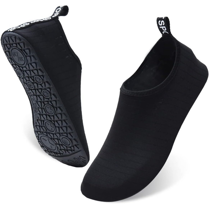 Аквашузи для плавання та відпочинку на пляжі - чорні, 36/37 EU, швидко сохнуть, для чоловіків та жінок