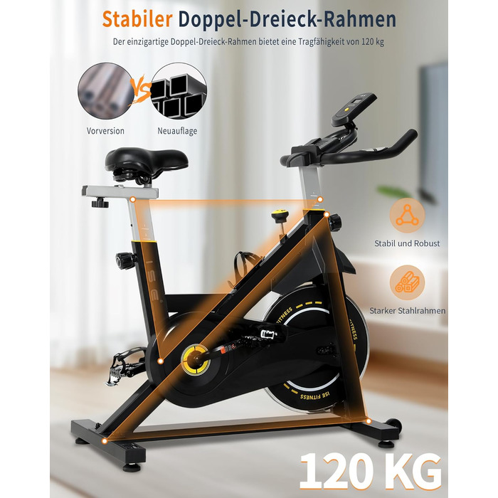 Велотренажер ISE з LCD-дисплеєм та монітором серцевого ритму для дому. Ергометр, фітнес-велосипед, велотренажер з підставкою та регульованим опором