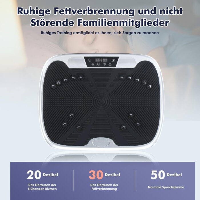 Вібраційна платформа Oyajia для дому: тренажер для схуднення, формування фігури та м'язів (99 рівнів, чорно-сріблястий)