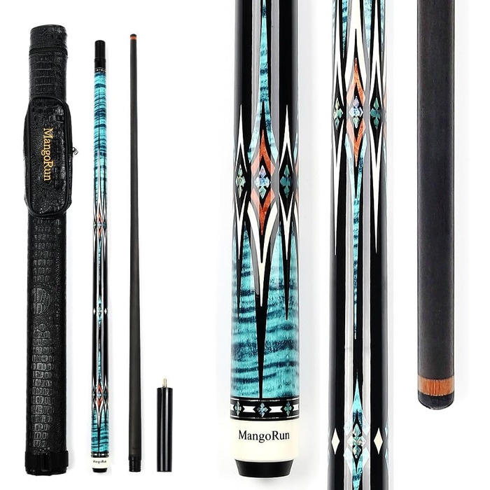 MangoRun Більярдний кий з карбону, 1/2, з екіпіруванням, низька деформація (Blue, 12.5mm)