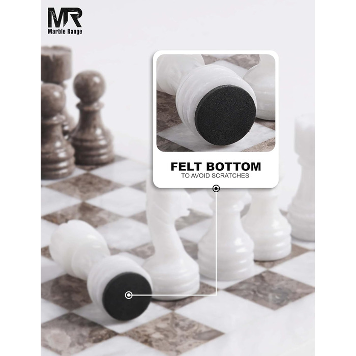 Шаховий набір з мармуру для дорослих, ручної роботи, 32 фігури, 2 додаткові королеви, коробка для зберігання, подарунок, декор (Кораловий & Темно-коричневий) (Білий & Океанічний)