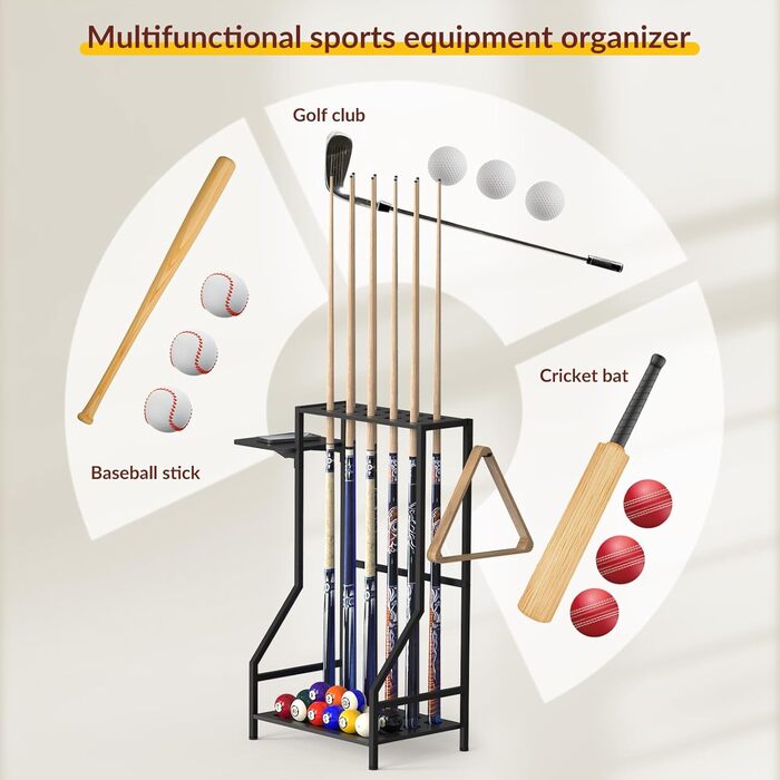 Стійка для київ Billard Queue Stick Rack YBING - тримає до 10 київ, бамбук, чорний колір