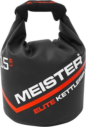 Meister Elite портативна піщана гиря-мішок, м'яка гиря з піском, 6,8 кг (15 фунтів), чорна
