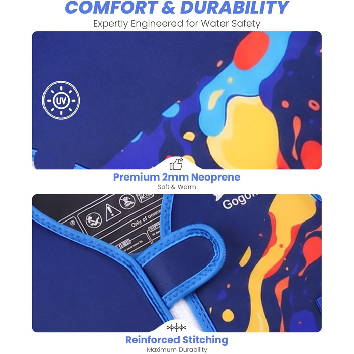 Дитячий жилет для плавання Gogokids для малюків 1-5 років (15-30 кг), блакитний