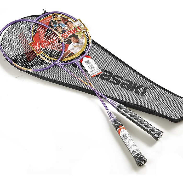 Набір для бадмінтону Profi - 2 ракетки, 3 м'ячі, 2 ручки, сумка. Для тренувань та спорту, фіолетовий