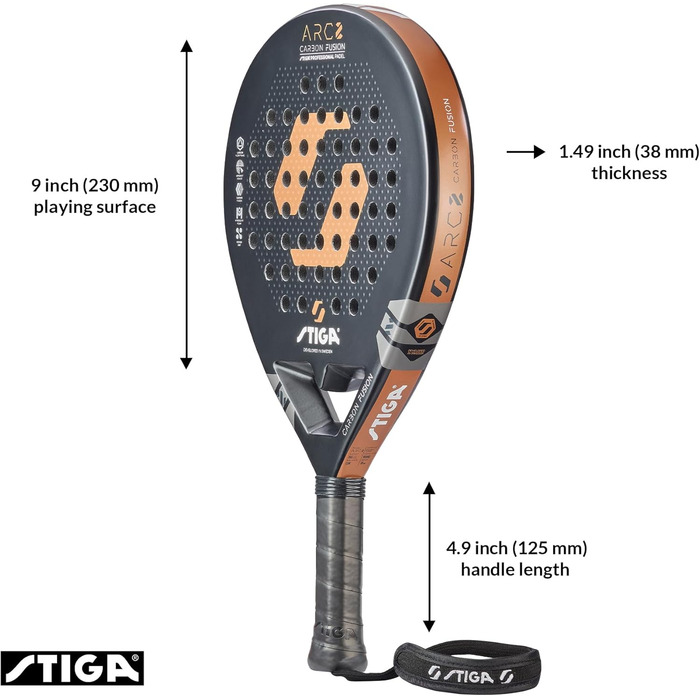 Ракетка для паддл-тенісу STIGA ARC 2 - велика площа удару, чорний/хромовий колір