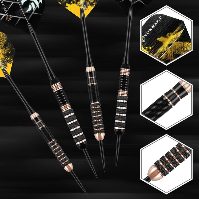 Дарти Turnart Metallspitze Set - Професійний набір дротиків 6 шт (22/24 г) з латунними корпусами та сталевими наконечниками