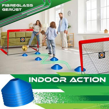 Ворота для футболу KESSER® (2 шт.) з аксесуарами: конуси, мішень, сумка, насос. Ідеальний подарунок для дітей, для гри в приміщенні та на вулиці.