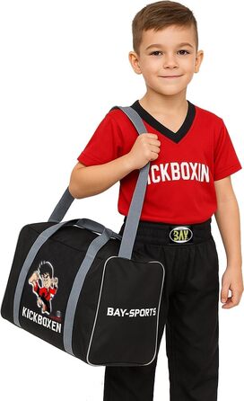 Спортивна сумка для кікбоксингу, муай-тай, тайського боксу, для дітей, чорна/сіра, тренувальна сумка