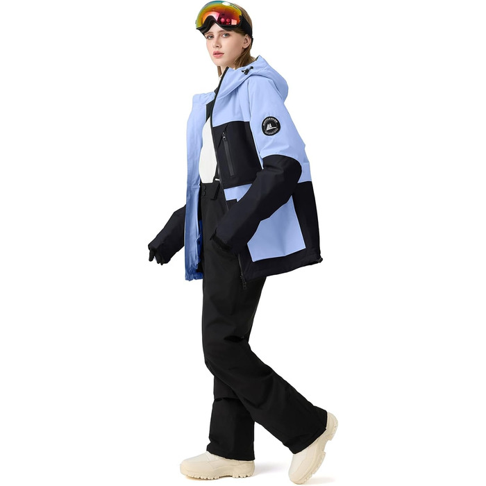 Жіночий комплект гірськолижний HOTIAN: куртка та штани, водонепроникний, вітронепроникний, теплий, для зимових видів спорту, розмір M, колір: BU+BK