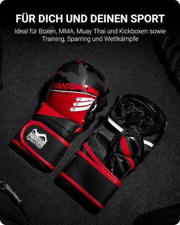 Боксерські рукавички Phantom Apex | Професійні рукавички для спарингу, бою, боксу, фріфайту (Raider - Чорний/Червоний, L-XL)