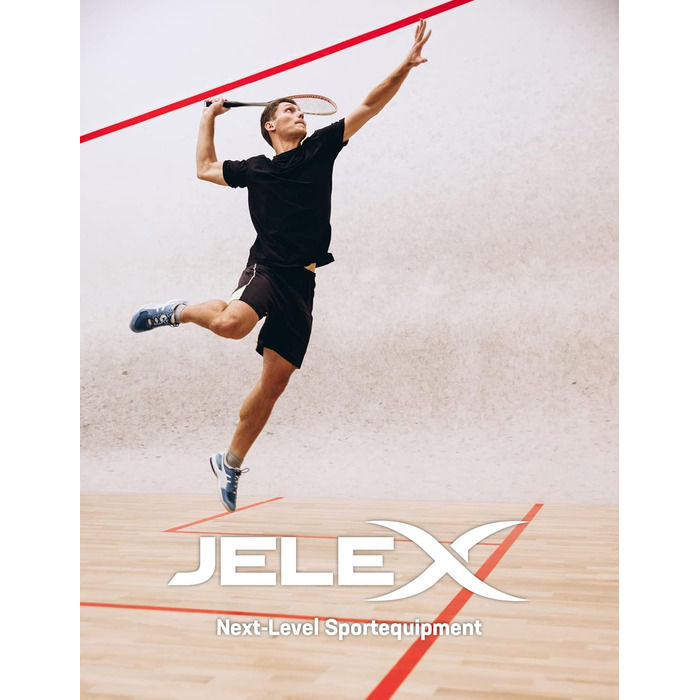 Сквош ракетка JELEX Power One з легкого алюмінію, 220 г, міцна, ергономічна ручка, для жінок і чоловіків, темно-червона та темно-синя